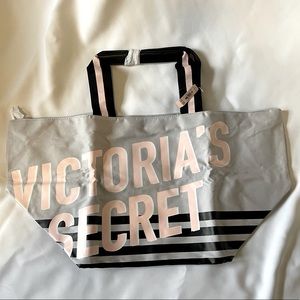 Victoria Secret: VS Logo Weekender Bag- Grey, pink, black NWT